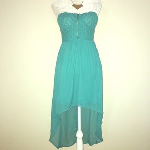 ❣️Teal Strapless High Low Dress (SMALL)